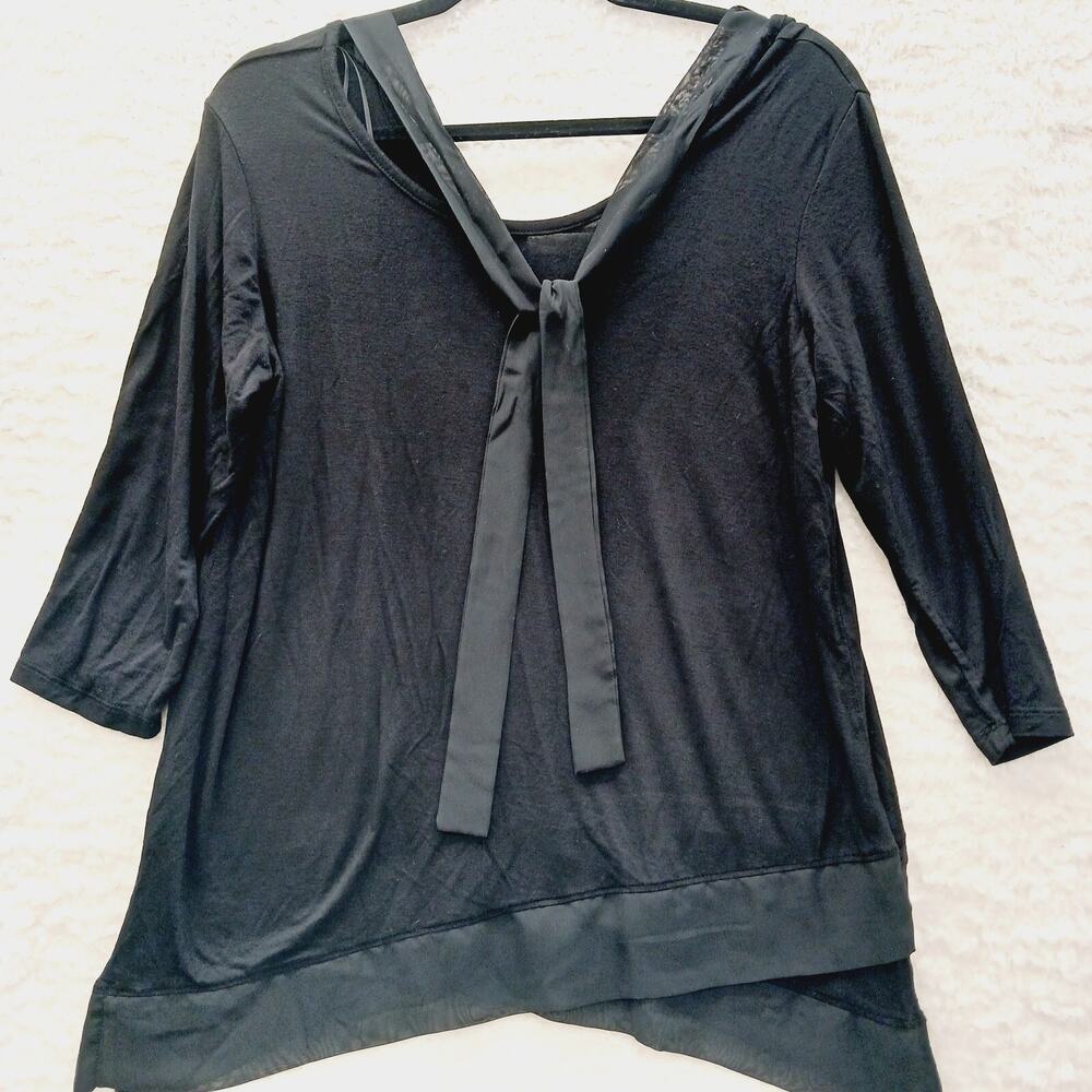 Blouse Top Black Whimsycore Romantic Art Teacher Office Fairy Goth Bow Size S